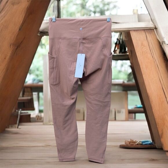 NWT New CRZ YOGA Beige Fleece Lined Leggings w/Pockets Water Resistant Small - Picture 2 of 6